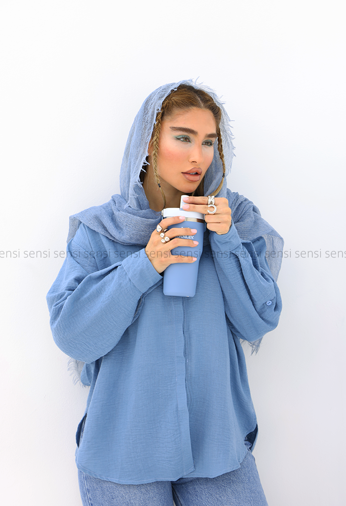 شومیز لینن جلو دکمه کد1006170